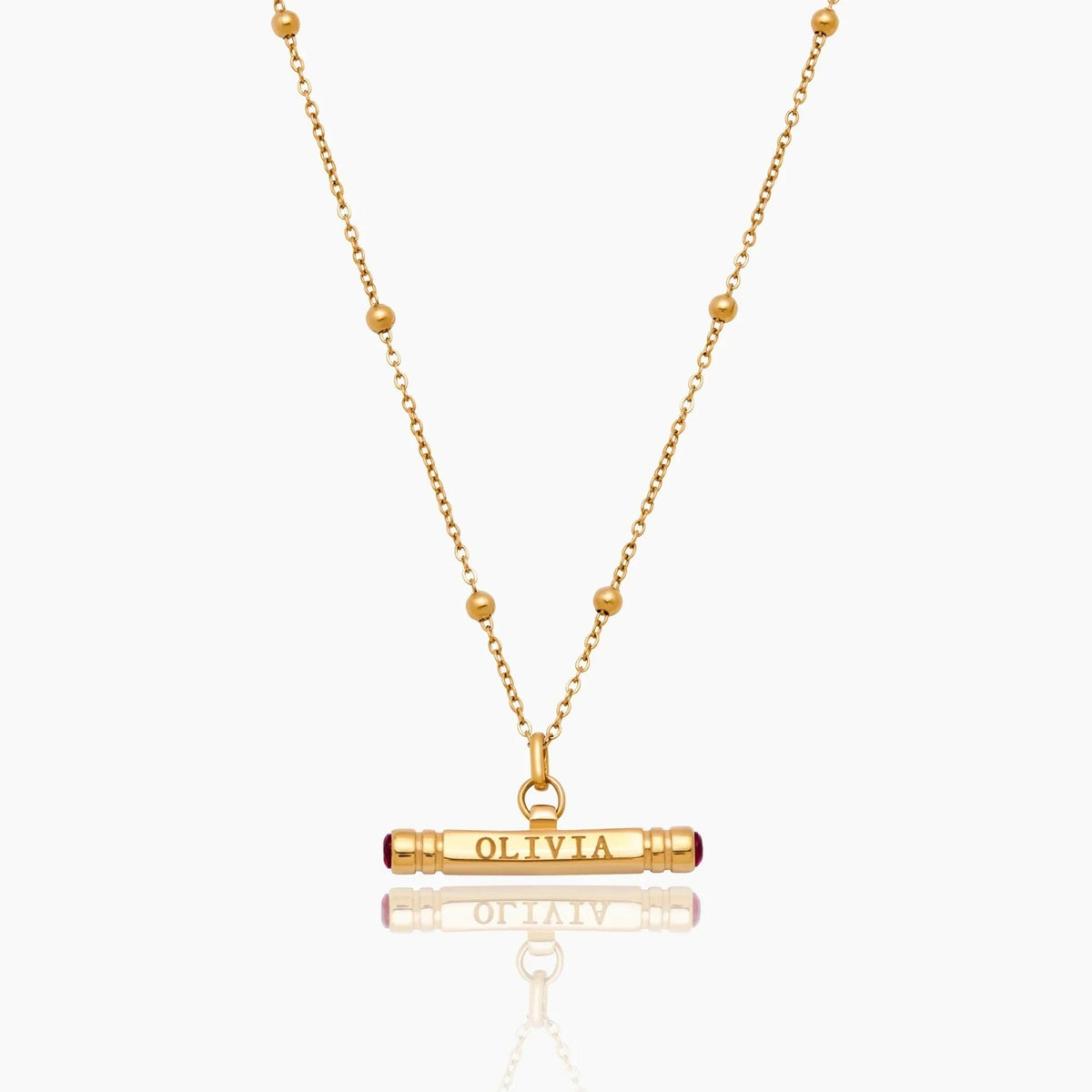 custom-name-birthstone-t-bar-necklace — Gold / Jan-Garnet