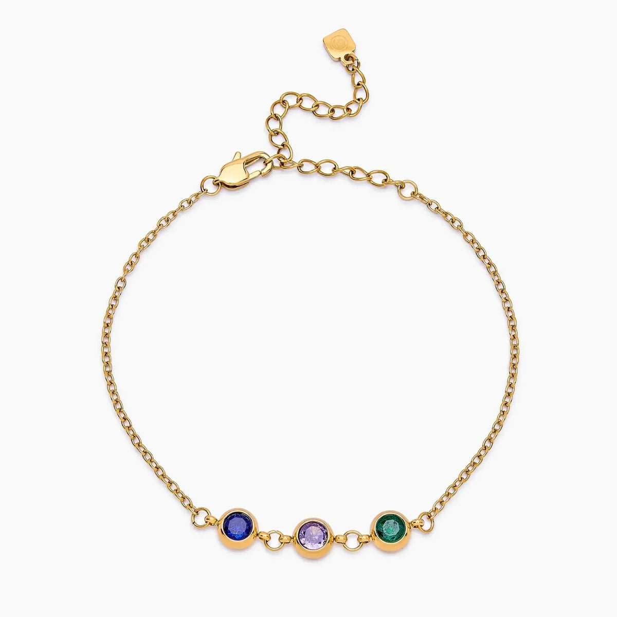 Personalised multi-birthstone bracelet gold — Olivia Jewelry